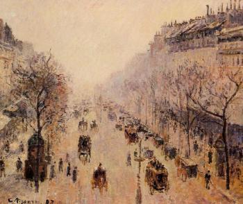 卡米耶 畢沙羅 Boulevard Montmartre, Morning, Sunlight and Mist